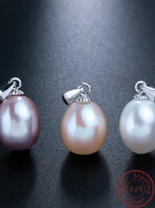 1 件 8-9 毫米时尚仿珍珠吊坠，带 S925 吊环，适合 DIY 珠宝制作 - 白色 - 查看 2