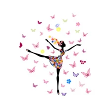 芭蕾舞牆貼花，女孩芭蕾舞演員剪影牆藝術貼紙芭蕾舞女演員姿勢勵志諺語乙烯基牆貼花適用於臥室客廳舞蹈室 - 彩色 - 查看 4