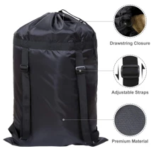 1pc Black Waterproof Large Capacity Travel Clothes Storage Bag - Black - View 4