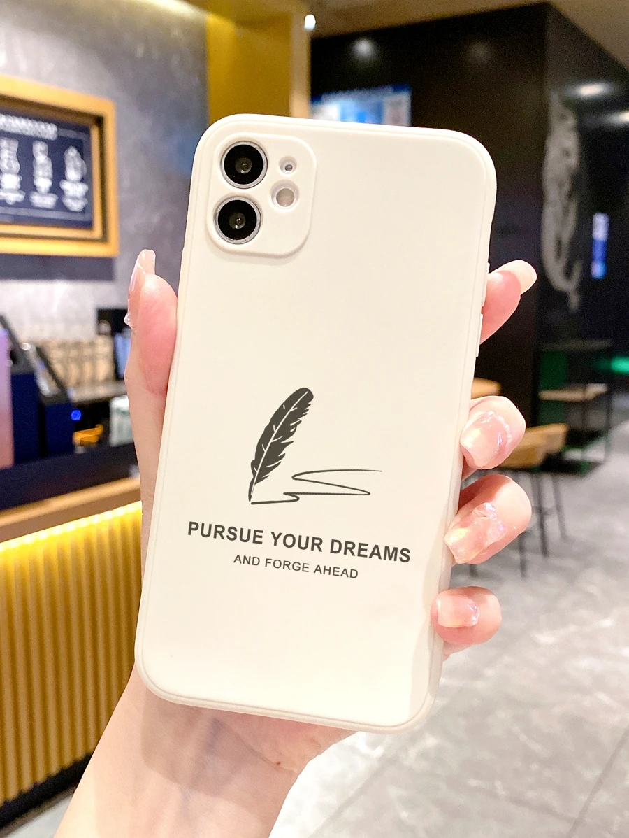 Funda de teléfono con estampado de plumas - Multicolor - Ver 1