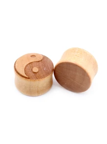 Medidores de oreja con patrón Yin y Yang, regalo de joyería punk de moda para hombres populares - Caqui - Ver 3