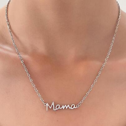 1 chiếc mặt dây chuyền chữ "Mama" thanh lịch, tối giản, đa năng, làm từ thép không gỉ, quà tặng nhân Ngày của Mẹ.