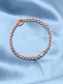 經典女士吊墜串珠手鏈玫瑰D方晶鋯石串珠鏈條腕帶首飾類禮品合適適用於女士們,精美和迷人禮品 - 玫瑰金 - 查看 2