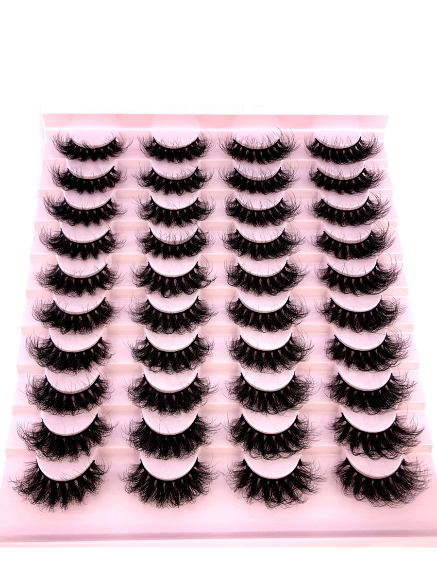 HBZGTLAD 20 Cặp Lông Mi Giả Làm Bằng Lông Chồn, Tự Nhiên & Lộn Xộn, 10mm-25mm, Lông Mi Giả Làm Bằng Lông Chồn 3D Thực Tế Làm Thủ Công, Nhiều Kiểu Dáng - màu đen - Xem 1