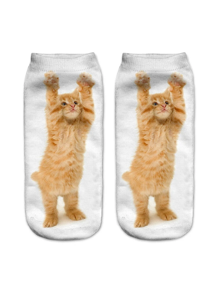 Cat Print Ankle Socks