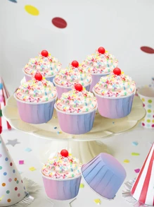 10pcs Gradient Color Disposable Cake Cups For Birthday Party, Picnic, Gathering - Multicolor - View 2
