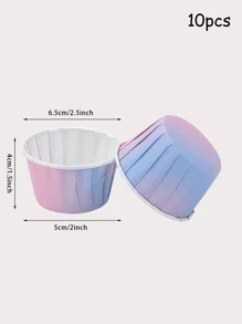 10pcs Gradient Color Disposable Cake Cups For Birthday Party, Picnic, Gathering - Multicolor - View 3