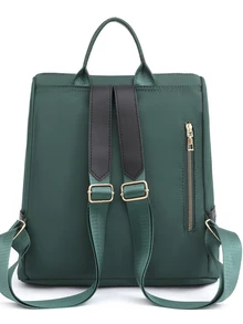 Fashionable Simple Style Medium Size Green Backpack With Label Decoration - Green - View 3