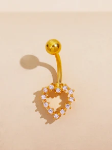 1 Charm Rỗng Hình Trái Tim Đính Đá Cubic Zirconia Dát Bụng Vòng Cơ Thể Nữ Trang Sức - Vàng - Xem 2