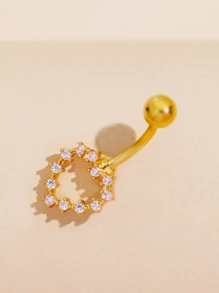 1 Charm Rỗng Hình Trái Tim Đính Đá Cubic Zirconia Dát Bụng Vòng Cơ Thể Nữ Trang Sức - Vàng - Xem 3