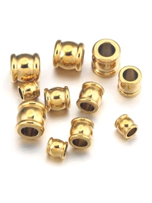 20入組4/6/8/10毫米不銹鋼大孔散裝間隔珠手鍊項鍊DIY珠寶製作配件用品 - 金黃色 - 查看 3