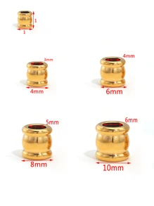 20入組4/6/8/10毫米不銹鋼大孔散裝間隔珠手鍊項鍊DIY珠寶製作配件用品 - 金黃色 - 查看 5