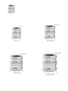 20 miếng 4/6/8/10mm thép không gỉ lỗ lớn rời không gian siêu tốc hạt vòng tay vòng cổ tự làm trang sức làm nguồn cung cấp cho phụ kiện - Bạc - Xem 3