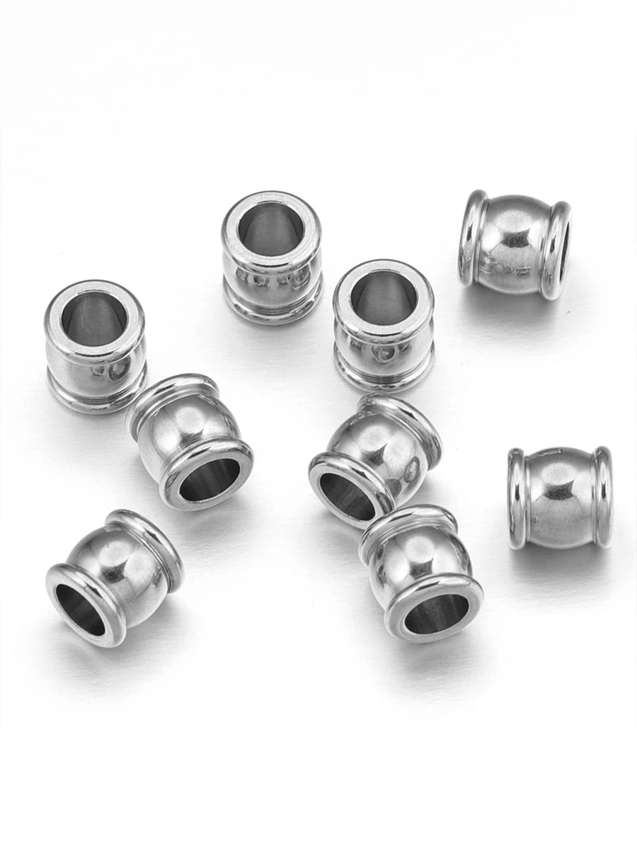 20 miếng 4/6/8/10mm thép không gỉ lỗ lớn rời không gian siêu tốc hạt vòng tay vòng cổ tự làm trang sức làm nguồn cung cấp cho phụ kiện - Bạc - Xem 1