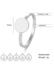 Nữ Thép Không Gỉ Hình Học Thời Trang Nhẫn Trăng Tròn Với Thiết Kế Đơn Giản Trang Sức, Làm Quà - Bạc - Xem 5