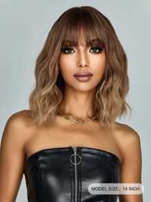 Tóc Giả Tổng Hợp Xoăn Ngắn Có Bangs - Ombre - Xem 5