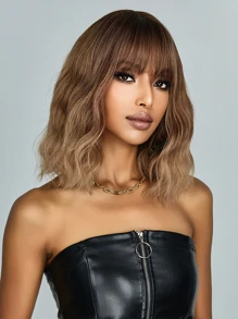 Tóc Giả Tổng Hợp Xoăn Ngắn Có Bangs - Ombre - Xem 4