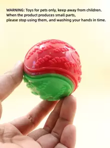 Green & Red Patchwork C-Shaped Squeaky Dog Chew Toy, TPR Material, Durable & Dental Cleaning - Multicolor - View 5