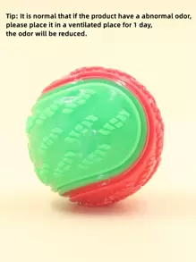 Green & Red Patchwork C-Shaped Squeaky Dog Chew Toy, TPR Material, Durable & Dental Cleaning - Multicolor - View 6