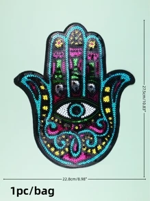 1入組法蒂瑪之手形狀縫紉補丁 - 彩色 - 查看 3