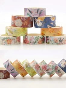 8pcs Flower Washi Tapes Set 15mm 20mm Gold Foil Blooming Rose Daisy Adhesive Masking Tapes Diary Decoration - Gold - View 7