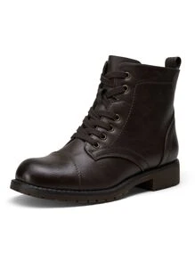 Women's 910 Ankle Boots, Fashion Lace Up Low Heel Booties - 摩卡棕 - 查看 2