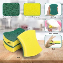 1/12/24pcs Kitchen Cleaning Sponges, Non-Scratch For Dish,Scrub Sponges,Kitchen,Bathroom,Home,Household Supplies - Yellow - View 3