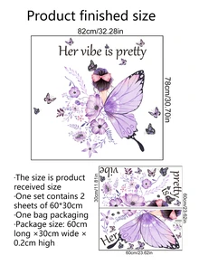 2pcs Butterfly & Figure Graphic Wall Sticker - Multicolor - View 6