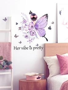 2pcs Butterfly & Figure Graphic Wall Sticker - Multicolor - View 3