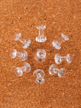 1 Box Of 50/100 Pcs Transparent Thumb Tacks Map Photo Cork Board Pins