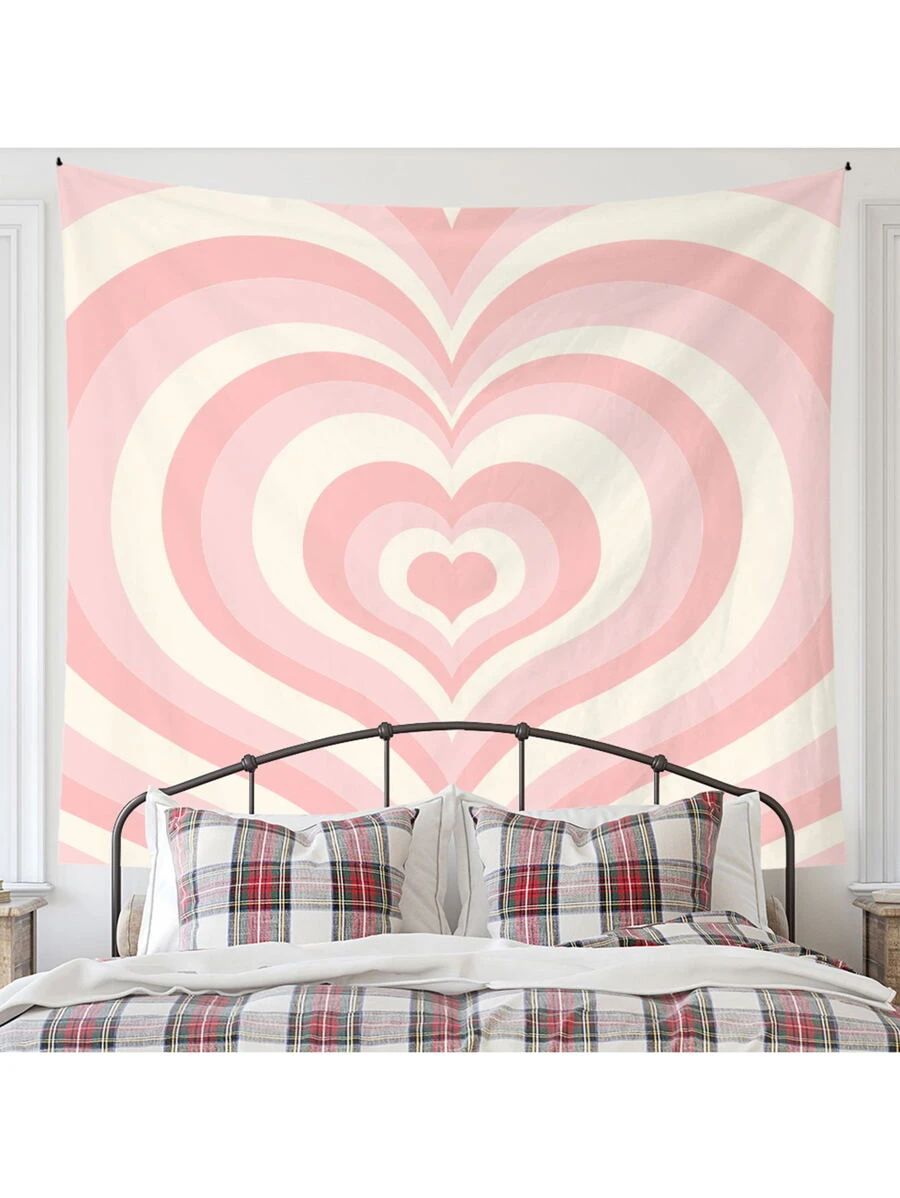 1 Tấm Thảm In Hình Trái Tim, Tấm Thảm Vải Hiện Đại Poster Treo Tường Cho Phòng Ngủ Thẩm Mỹ, Lá Cờ Cho Căn Phòng, Trang Trí Phòng, Tấm Thảm, Trang Trí Tường, Nghệ Thuật Treo Tường - Nhiều màu - Xem 1