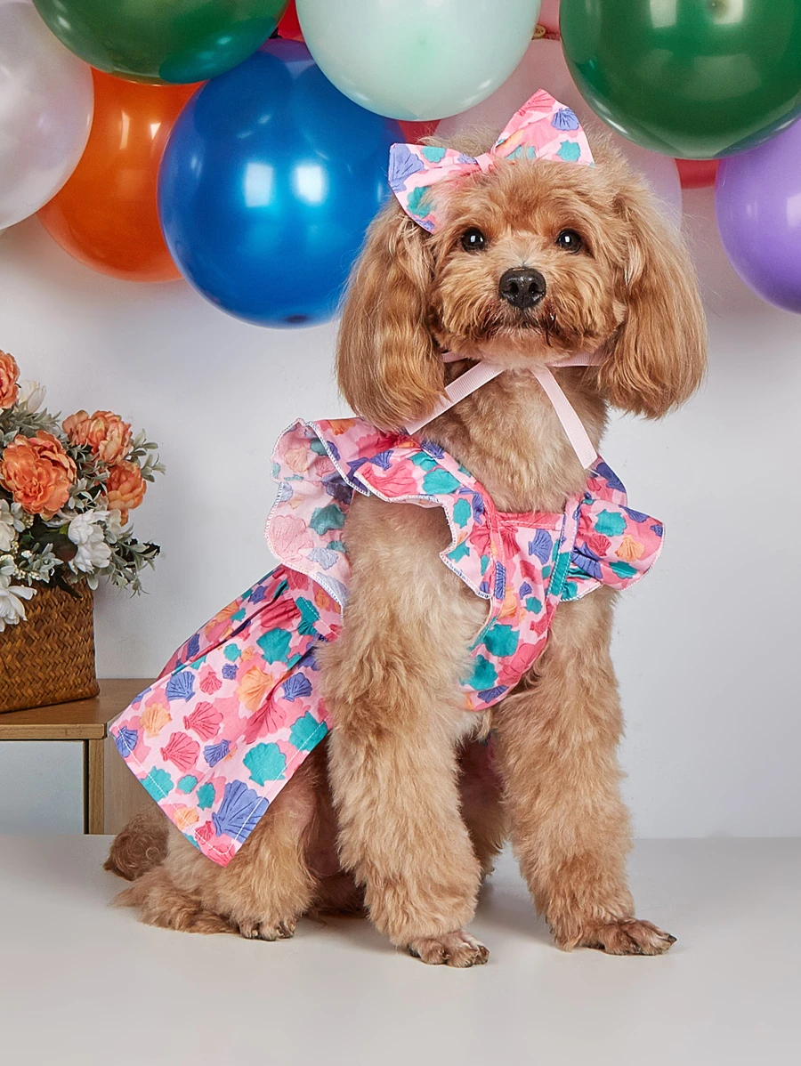 1 pieza Set con patrón de concha de mascota ropa para perro para primavera con verano - Multicolor - Ver 1