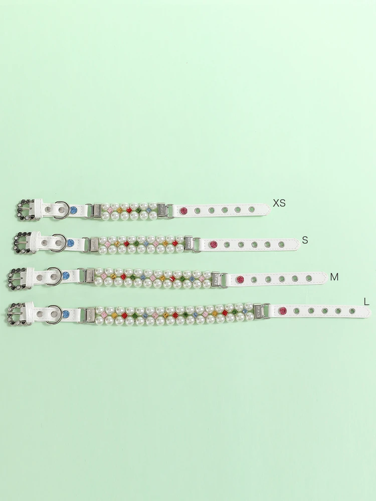 1pc Faux Pearl Pet Leash - White - View 4