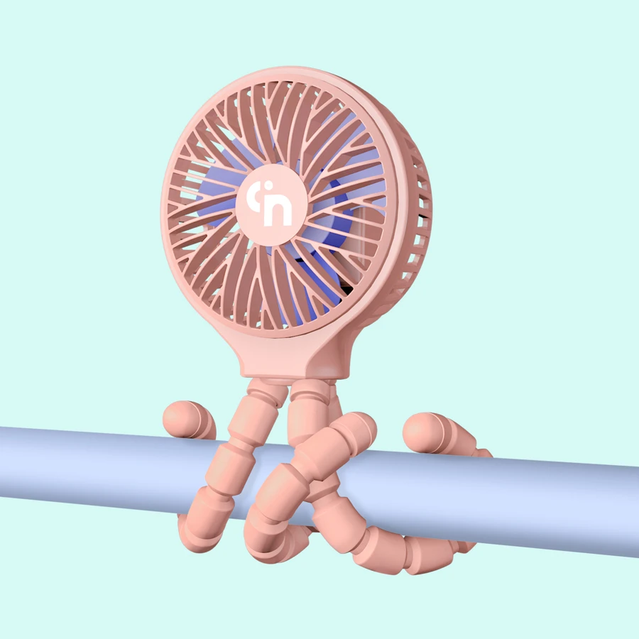 WiHoo Stroller Fan Battery Operated,Portable Fan Car Seat Baby Fan With Flexible Tripod,3 Speeds Rechargeable Clip On Fan,USB Mini Small Personal Fan For Crib Treadmill Camping And Travel - 粉色 - 查看 1