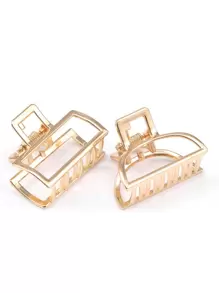 2pcs Hair Clips Set, Minimalist Alloy Small Shower Clips, Metal Claw Clips, Hair Claws, Hair Accessories - Gold - View 3