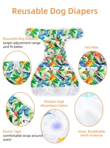 1pc Washable Female Dog Diapers No Leak Reusable Diapers For Doggy Female In Period - Green - View 2