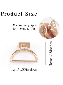 2pcs Hair Clips Set, Minimalist Alloy Small Shower Clips, Metal Claw Clips, Hair Claws, Hair Accessories - Gold - View 2