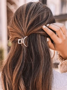 2pcs Hair Clips Set, Minimalist Alloy Small Shower Clips, Metal Claw Clips, Hair Claws, Hair Accessories - Gold - View 5