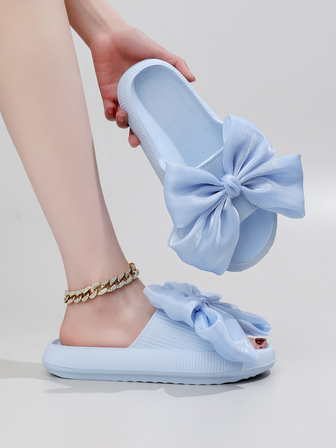學院拖鞋適合女士,蝴蝶結裝飾單帶拖鞋