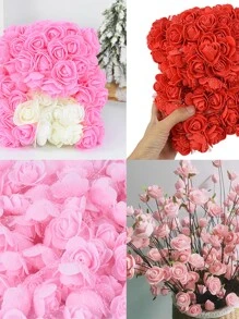 Bộ 100 3CM Nhân Tạo Hoa Hồng Đầu Xốp Hoa Hồng Hoa Voan Cho Đám Cưới Sinh Nhật Trang Trí Nhà Đồ Trang Trí quà Tặng - trắng - Xem 2