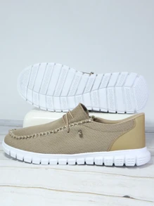 Men Lace Up Front Slip On Shoes, Sporty Outdoor Fabric Sneakers