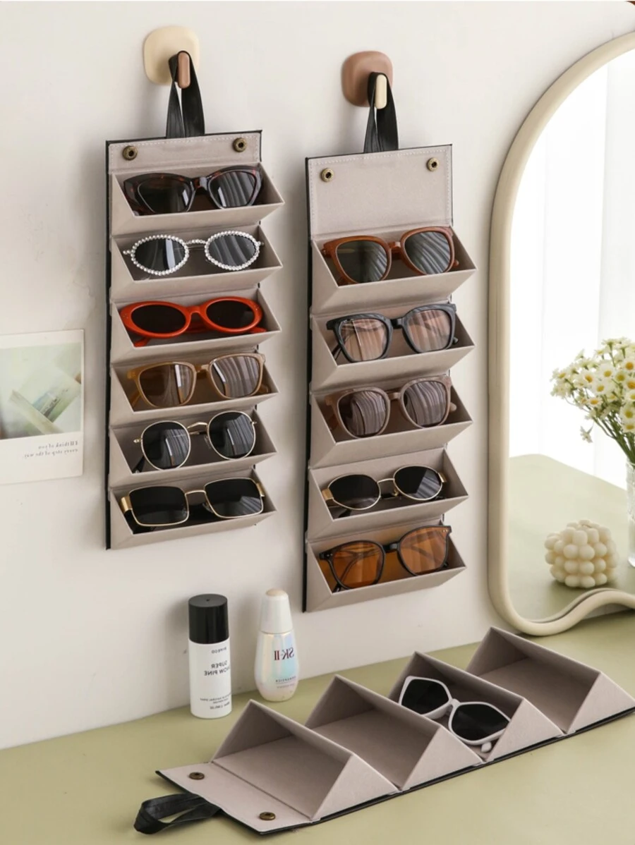 1pc Multi-Layer Foldable Hanging Eyeglasses Storage Box Back To School