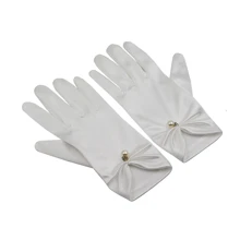 Faux Pearl Decor Bridal Gloves - White - View 5