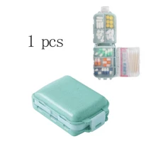 Hộp đựng thuốc 8 ngăn, hộp đựng thuốc du lịch có vòng niêm phong, hộp đựng thuốc nhỏ, hộp đựng thuốc bằng rơm lúa mì, hộp đựng thuốc hình gấu dễ thương, hộp sắp xếp thuốc, bộ sơ cứu, túi y tế, thích hợp cho du lịch, nhà cửa, cắm trại, leo núi ngoài trời, săn bắn. - Màu xanh bạc hà - Xem 2
