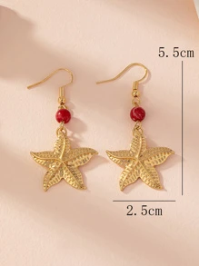 1 對時尚海星造型吊式耳環 - 彩色 - 查看 3