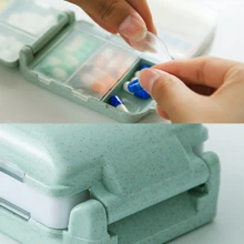 Hộp đựng thuốc 8 ngăn, hộp đựng thuốc du lịch có vòng niêm phong, hộp đựng thuốc nhỏ, hộp đựng thuốc bằng rơm lúa mì, hộp đựng thuốc hình gấu dễ thương, hộp sắp xếp thuốc, bộ sơ cứu, túi y tế, thích hợp cho du lịch, nhà cửa, cắm trại, leo núi ngoài trời, săn bắn. - Màu xanh bạc hà - Xem 7