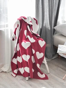 1 chiếc chăn họa tiết trái tim - Màu Đỏ Sâu - Xem 1