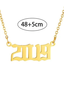 1件 时尚简约个性化创意复古优雅女士风格90年代风格生日数字年份吊坠项链 - 金色 - 查看 7