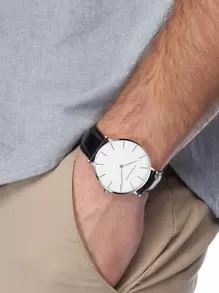 HANNAH MARTIN Men Round Pointer Quartz Watch,As A Father's Day Gift As A Gift For Students Returning To School