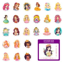 50张可爱公主贴纸，适用于吉他、滑板、水瓶、保险杠、头盔、滑雪板、笔记本电脑、手机壳、冰箱门、行李箱、摩托车、汽车配件、玩具等，可作礼物。 - 彩色 - 查看 9